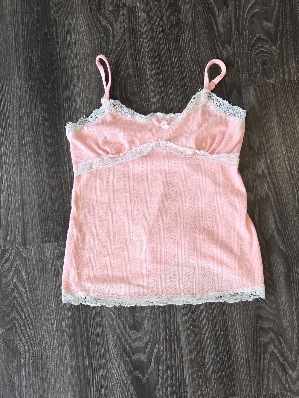 Pink Lace Trim Cami Tank Top Y2k Style Inspo Size Medium